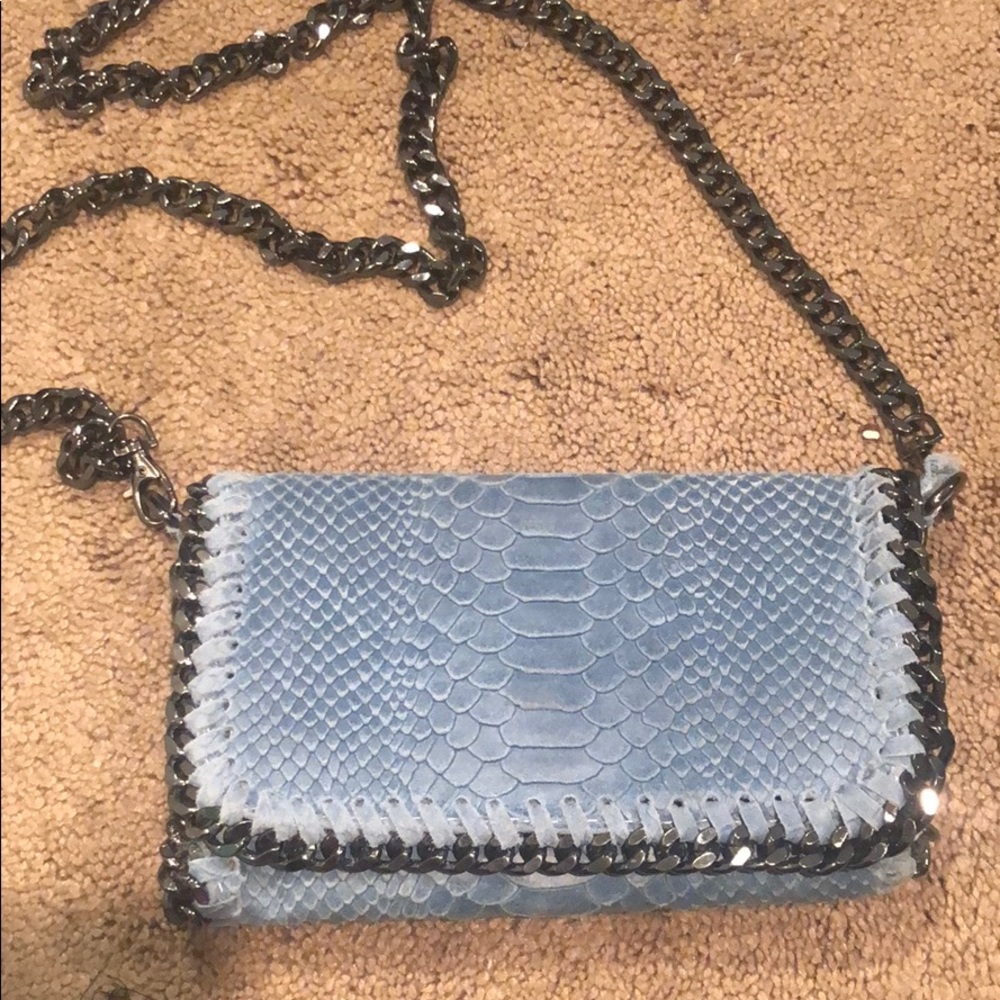 Blue cross body leather chain bag - FROM ITALY